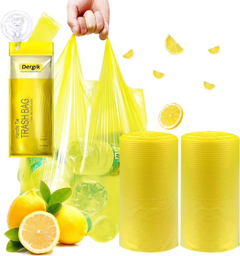 Dergik Large Adult Diaper Disposal Bags (18 x 23in), 96 Count, Lemon Scented, Waste Disposal for Elderly, Baby Dipaer Trash Bags, Sanitary Prouducts & Pet Waste Disposal, Yellow - Image 1